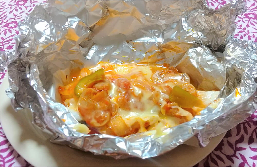 タラのピザ風ホイル焼き